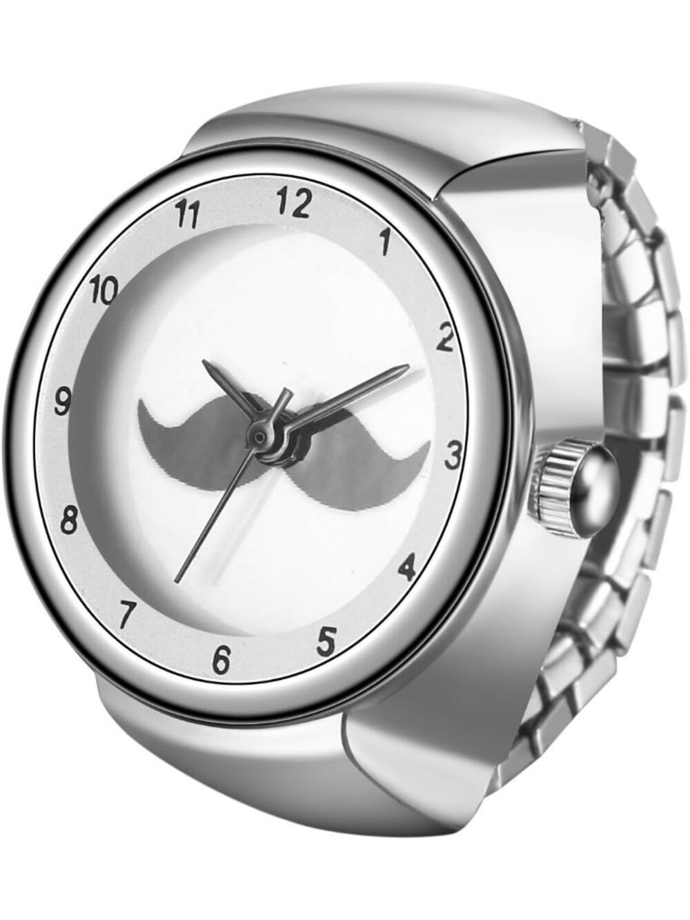 Unisex Silver Analog Quartz Stainless Steel Arabic Numerals Casual Ring Watch